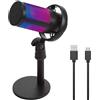 GiReich Micrófono Gaming RGB, Microfono a Condensatore per Streaming, Podcasts, con Controllo RGB, Tocco Muto, Jack per Cuffie