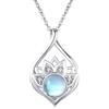 OHAYOO Collana da donna con pietra di luna, in argento Sterling 925, con ciondolo a forma di loto, per yoga, con pietra di luna, idea regalo per donne e ragazze