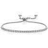 Aka Gioielli® - Bracciale Tennis Donna in Argento 925 Rodiato con Zirconi Bianchi Taglio Diamante, lunghezza regolabile