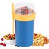 RUGLAMZHIP Bicchiere per cereali to Go, 760 ml + 230 ml tazza per yogurt con cucchiaio, tazza 2 in 1 per yogurt e muesli to go, contenitore per frutta a prova di perdite, bicchiere per insalata per porridge
