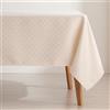GAMUSI Tovaglia Antimacchia Tavolo Rettangolare Lurex Filo Dorato Jacquard Impermeabile 140x100 cm, Effetto Tessuto, Ecru/Oro - Refin