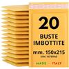 Easy8 20 Buste Imbottite per Spedizioni, 150x215 mm, Buste Pluriball, Bolle Aria, Spedizione in Carta Avana con Chiusura Adesiva, Gialle, Sigillanti e Protettive per Materiali Fragili e Delicati