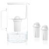 Wessper Caraffa Filtrante 2,5 litri, set di caraffa filtrante vetro con 2 filtri classic, caraffa acqua compatibile con Brita Classic, Dafi Classic - Bianco