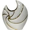 DRW Vaso da tavolo in ceramica con forma bianca lucida e oro 9x22x25 cm