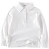 BINIDUCKLING Polo da scuola a maniche lunghe per ragazzi e ragazze, uniforme scolastica, bianco, 6 anni