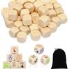 GUOYOU 50 Pezzi Dadi in Legno Grezzo 20 mm, Dadi Vuoti Multiuso per Fai da Te, Cubi Legnosi con Sacchetti di Velluto, Ideal per Artigianato e Props di Giochi da Tavolo