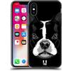 Head Case Designs Boston Terrier Illustrazioni Faccia Grande 2 Custodia Cover in Morbido Gel Compatibile con Apple iPhone X/iPhone XS