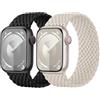 Charlam 2 Pezzi Cinturino Compatibile con Cinturini Apple Watch 40mm 41mm 38mm Donne Uomini, Sportiva Nylon Elastico Intrecciato Band per iWatch Serie 9 8 7 6 5 4 3 2 1 SE Ultra/Ultra 2