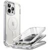 i-Blason Cover [Ares Mag] per iPhone 15 Pro con Protezione Schermo, [Compatibile con MagSafe] Custodia Protettiva Rigida Antiurto per Tutto il Corpo, Trasparente e Sottile (Bianco)