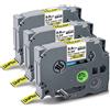 UniPlus 3X Nastro Adesivo Termorestringente Compatibile per Brother TZe HS-621 Nastro per Etichette per Brother E300 E100 E550W D450 P750W D800W 1000 1010 H101C, 8.8mm x 1.5m, Nero su Giallo