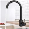 Virklyee Rubinetto cucina inox Rubinetto Lavello Cucina Miscelatore da cucina monocomando, Dell'Acqua Calda e Fredda Adattatore, Facile da installare e pulire, A forma di C (Nero)