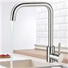 Virklyee Rubinetto cucina inox Rubinetto Lavello Cucina Miscelatore da cucina monocomando, Dell'Acqua Calda e Fredda Adattatore, Facile da installare e pulire, A forma di L (Argento)