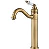 Namuoto Rubinetto Alto Lavabo Bagno può Ruotare di 360 °Rubinetto Miscelatore Lavabo Bagno Monocomando in Ceramica, Ottone Antico