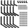Glarks - Set di 130 raccordi angolari da 20 mm, raccordi ad L in acciaio inox, 50 x 100 x 125 mm, nero, con viti di fissaggio per legno, sedia, libreria, pannello, finestra, mobili, armadio