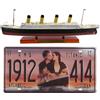 OPO 10 - Lotto di 2 Oggetti da Collezione del Famoso transatlantico RMS Titanic: Nave + Targa Decorativa