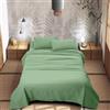 IlGruppone Completo Letto 100% Puro Cotone Set Lenzuola Tinta Unita Lenzuolo Sotto Sopra e Federe Copri Cuscini Biancheria Da Letto - Verde - Una piazza e mezza