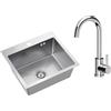 VBChome Lavello da Incasso in Acciaio Inox 50 x 45 cm Con Foro per Rubinetto e Rubinetto Cromato