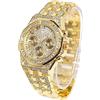 HALUKAKAH Orologio Oro con Diamanti per Uomo,Placcato Oro Larghezza 20mm Quarzo Cinturino 22cm,con Pacco Regalo