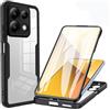 Beajew Custodia per Xiaomi Redmi Note 13 5G con Protezione per lo Schermo Integrata, Retro Trasparente,Custodia Antiurto 360 Gradi,Rugged PC + TPU Sottile Bumper Silicone Case-Nero