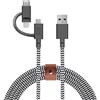 Native Union BELT Cable Universal - Cavo di Ricarica Rinforzato [Certificato MFi] Ultra Resistente da 2 Metri con Adattatore 3 in 1 per Dispositivi Lightning, USB-C e Micro-USB (Zebra)