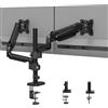 BONTEC Braccio Monitor Doppio per schermi da 13-32 pollici, VESA 75/100mm, Braccio Regolabile con Molla a Gas, Inclinazione, Rotazione, Oscillazione,Capacità di Carico da 9 kg, Design Ergonomico
