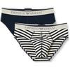 Emporio Armani Stretch Cotton Yarn Dyed Striped 2pack Brief, Slip Uomo, Multicolore (Marine-Nude Stripe), M