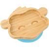 bamboo bamboo Piatto Baby e Toddler, Ventosa per Pappa e Svezzamento, Piatto Scimmia Bamboo con Sicura, Piatti per Bambini da 6 Mesi (Scimmia, Blu)