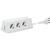 VIMAR 00609.CC.B Presa multipla da scrivania con interruttore e cavo 2m, 3 uscite SICURY universale standard italiano, 2 uscite USB A e 1 USB C, ricarica induttiva 10 W, spina 16A, bianco