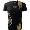 Zena Padel T-Shirt Padel, Maglia Padel Tecnica, Tessuto Elasticizzato Traspirante Dry Fit, Padel Uomo e Donna, Rainbow 01 (S, Nero/Oro)