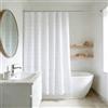 YISURE Tenda da doccia geometrico bianco corta per il bagno | in poliestere con lunghezza ridotta, occhielli in metallo resistenti alla muffa, larghezza 180 x altezza 170 cm