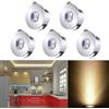 Inhdbox - Set di 5 mini faretti da incasso a LED, 1 W, luce bianca calda, orientabili, in alluminio, COB, a soffitto, per armadio, cantinetta dei vini, cucina e soggiorno