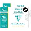 Clairefontaine 96872AMZC - Set di 2 buste per disegno scolastico, 20 fogli di carta da livello, altamente trasparente, 24 x 32 cm, 70/75 g, ideali per il disegno tecnico
