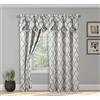 Elegant Comfort Set di 2 tende a pannello effetto jacquard con mantovana a cascata attaccata, 150 x 200 cm, motivo quadrifoglio, grigio argento