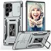 ATISIJIE Cover per Samsung Galaxy S22 Ultra Case, [Protezione Fotocamera Slide] Anti Graffio Custodia 360°Rotante Metallo Anello Supporto Antiurto Militare per Samsung Galaxy S22 Ultra Grigio