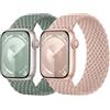 Charlam 2 Pezzi Cinturino Compatibile con Cinturini Apple Watch 40mm 41mm 38mm Donne Uomini, Sportiva Nylon Elastico Intrecciato Band per iWatch Serie 9 8 7 6 5 4 3 2 1 SE Ultra/Ultra 2