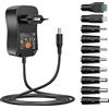 Zolt 36W Adattatore di Alimentazione Universale da CA a CC 3V 4,5V 5V 6V 7,5V 9V 12V 3A Alimentatore Switching Trasformatore con 10 Connettori CC