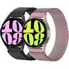 LEIXIUER 2 Pezzi Cinturino Orologio 20mm, Orologio Cinturini Maglia Milanese, Magnetic Cinturino in Acciaio Inossidabile, per Samsung Galaxy watch 6 5 4 active 2 40mm 44mm 42mm 46mm 43mm 47mm(Nero/Rosa pink)