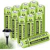 KINREECELL Batterie AA ricaricabili, batterie solari Ni-MH doppie A capacità reale 1,2V pre-caricate per luci solari, luci a stringa, luci per vialetti solari (confezione da 12 AA-600mAh)
