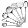 Darmlly Set di 7 utensili da cucina in acciaio , include cucchiaio scanalato, mestolo, cucchiaio da portata, forchetta