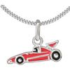 CLEVER SCHMUCK Mini collana da corsa con auto da corsa, 14 x 5 mm, rosso e nero, catena a forma di carro armato, in argento Sterling 925, per bambini in custodia per gioielli, Lucido, parzialmente
