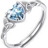ChicSilver Anelli Donna Argento 925 Regolabili, Anello Donna blu Acquamarina Pietra Portafortuna Marzo, Fedina Argento 925 Cuore Regolabile Confezione Regalo per Ntatale Compleanno