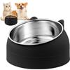 WuGU Ciotole per Gatti in Acciaio Inox, 400ML Ciotole per Cani Inclinata di 15° e Rialzata, Ciotola per Gatti, Protezione Cervicale, Staccabile, per Cibo Secco, Cibo Umido, Acqua - Nero