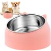 WuGU Ciotole per Gatti in Acciaio Inox, 400ML Ciotole per Cani Inclinata di 15° e Rialzata, Ciotola per Gatti, Protezione Cervicale, Staccabile, per Cibo Secco, Cibo Umido, Acqua - Rosa