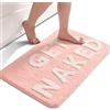 QJHOMO Tappeto da bagno rosa e bianco, carino, antiscivolo, lavabile, divertente, in morbida microfibra, assorbente, 50 x 80 cm
