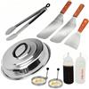 Onlyfire FPA-5117 Professionale Set di Spatole per Griglia, Barbecue Utensili da Cucina per Plancha Flat Top all' Aperto Campeggio, Cloche da 12, 9 Pezzi