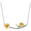 Helen de Lete S925 - Collana in argento sterling con ciondolo a forma di lumaca su piante di fungo