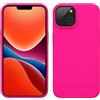 BOUFE Custodia per iPhone 14, sottile e morbida, in silicone, antiurto, rosa fluo