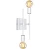 LQUNFYL Applique da Parete Interno Vintage con Doppio Braccio, 2 Luci Bianco Quadrato Applique Industrial, Lampada da Parete Orientabile Metallo, Faretti da Parete E27, Applique Moderna Specchio Bagno