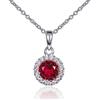 Diamond Treats Collana Rossa da Donna in Argento Sterling 925, Collana Halo con una Pietra di Zirconia Cubica Rosso Rubino, Elegante Collana con Ciondolo Rotondo, Collana Argento 925 Donna