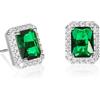 Diamond Treats Orecchini Donna in Argento Sterling 925, Taglio Smeraldo con Pietre Zirconi Verde Smeraldo, Verdi in Argento 925 con Confezione Regalo